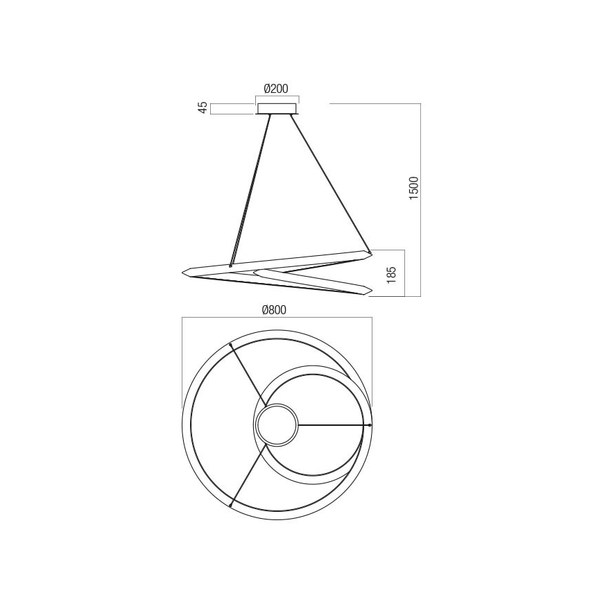 Redo 01-3377 - LED dimmelhető kábeles függeszték STORM LED/60W/230V 3000/4000/6000K CRI 90 Ø 80 cm arany