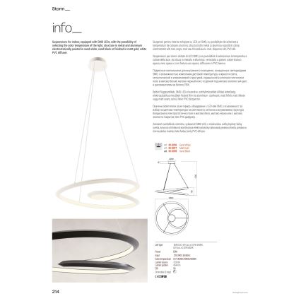 Redo 01-3378 - Dimmelhető LED kábeles csillár STORM LED/60W/230V 3000/4000/6000K Ra 90 átm. 80 cm fekete
