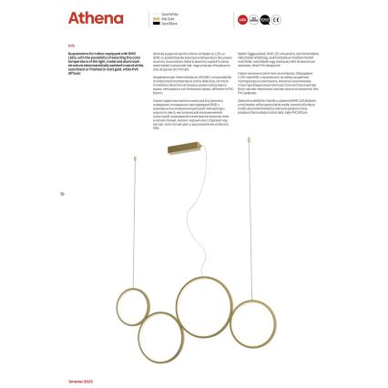 Redo 01-3384 - LED Dimmelhető csillár zsinóron ATHENA LED/40W/230V 3000/4000/6000K CRI98 fekete