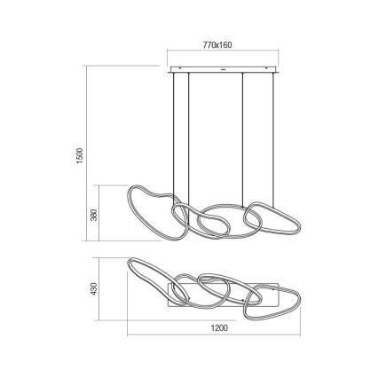 Redo 01-3390 - LED dimmelhető kábelre függesztett csillár BIAS LED/90W/230V 3000/4500/6500K CRI 90 fekete