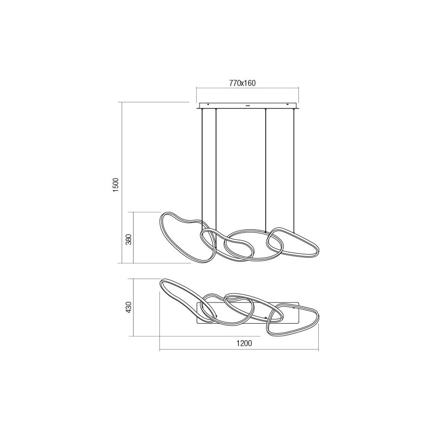 Redo 01-3390 - LED dimmelhető kábelre függesztett csillár BIAS LED/90W/230V 3000/4500/6500K CRI 90 fekete