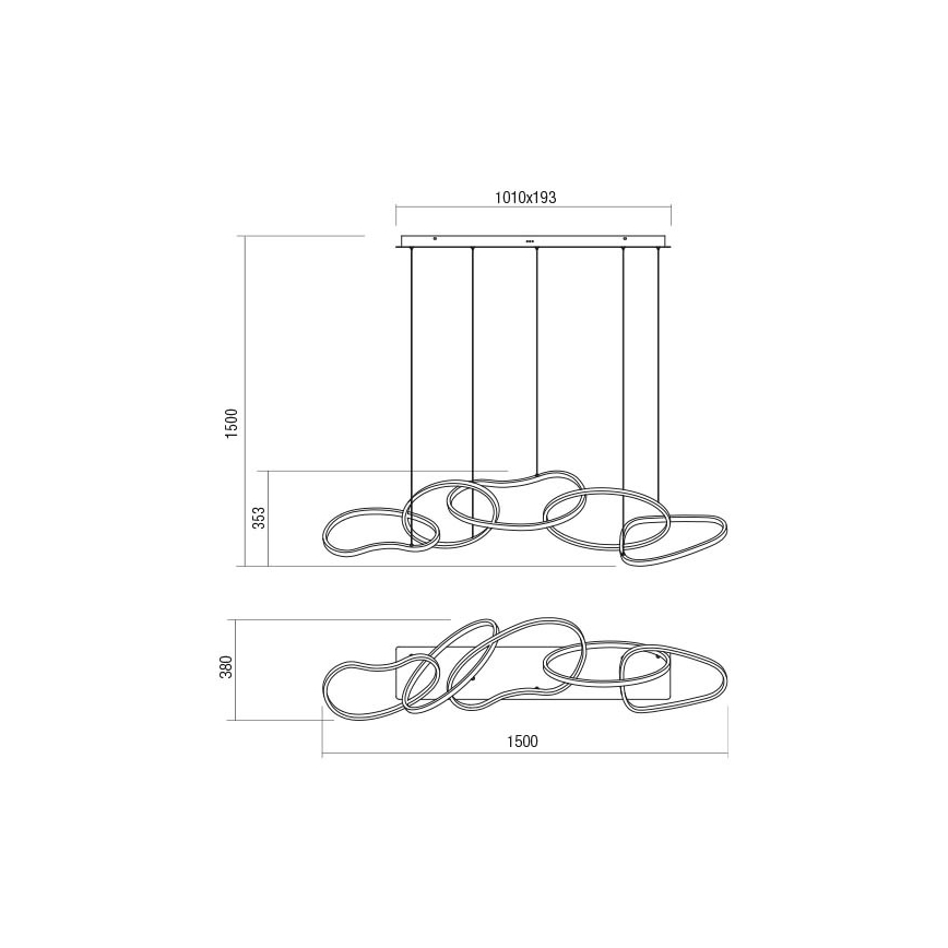 Redo 01-3393 - Dimmelhető kábeles csillár BIAS LED/120W/230V 3000/4500/6500K CRI 90 fekete