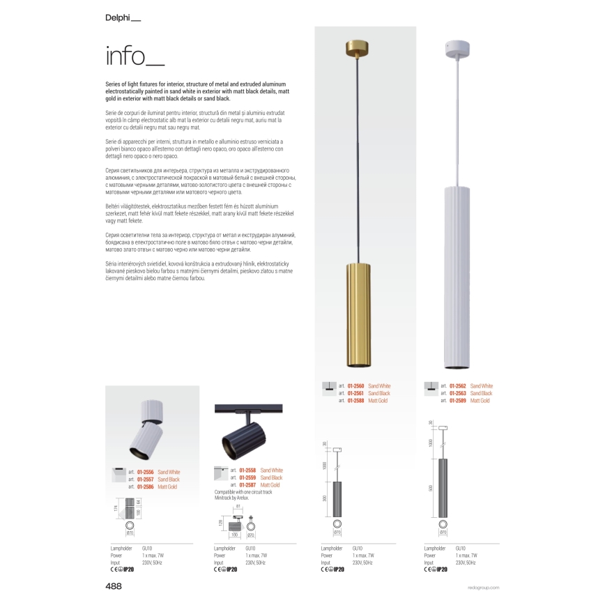 Redo 01-3407 - DELPHI spotlámpa 1xGU10/7W/230V 8,1x8,1 cm fehér