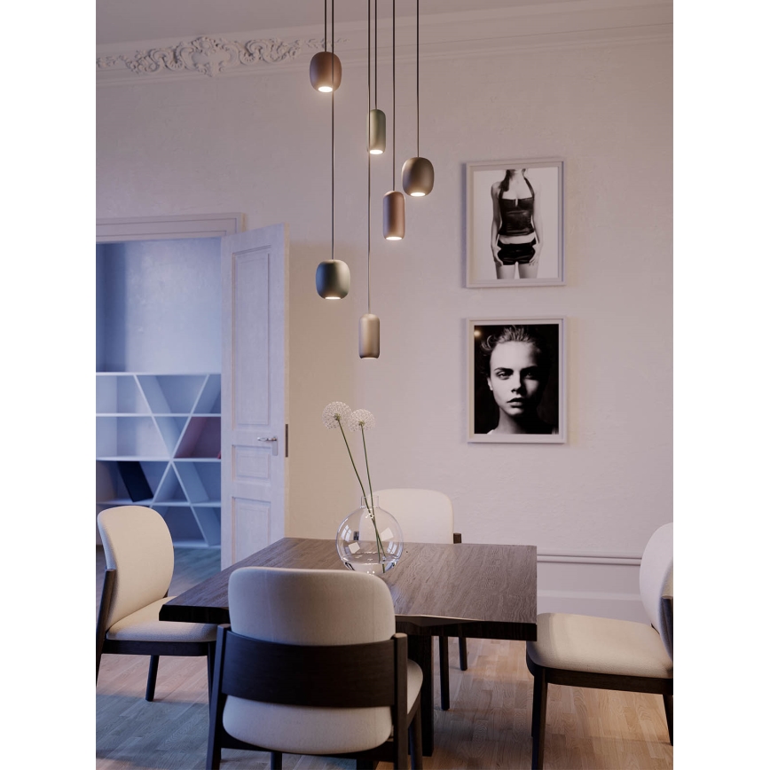 Redo 01-3479 - Csillár zsinóron BOOM 1xGU10/10W/230V átm. 12 cm barna