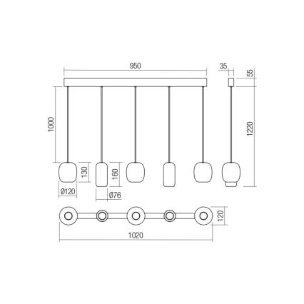 Redo 01-3481 - Csillár zsinóron BOOM 5xGU10/10W/230V fekete/zöld/barna