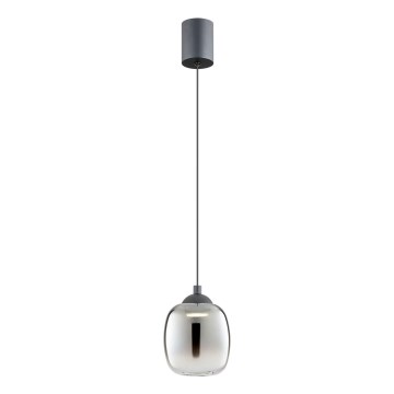 Redo 01-3486 - LED függeszték kábelen KHADI LED/6W/230V CRI 90, átm. 12 cm, fekete/füstszínű