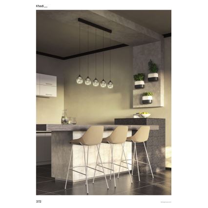 Redo 01-3490 - LED dimmelhető kábeles csillár KHADI 5xLED/5,2W/230V CRI 90 fekete/füstszínű