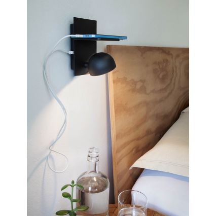 Redo 01-3491 - LED Fali spotlámpa SEIBI LED/7W/230V USB CRI 90 fekete