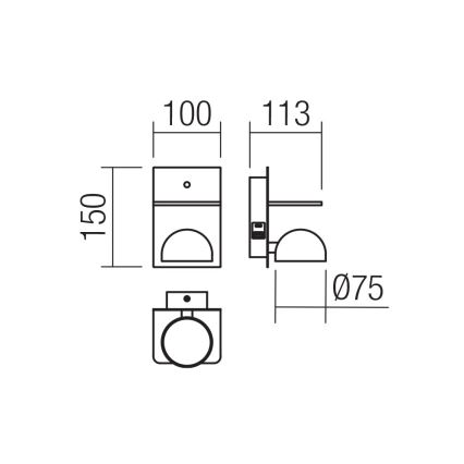 Redo 01-3491 - LED Fali spotlámpa SEIBI LED/7W/230V USB CRI 90 fekete