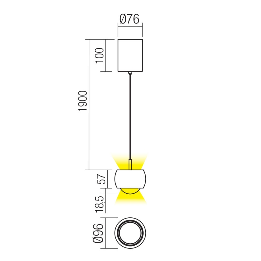 Redo 01-3549 - LED Csillár zsinóron AVES LED/12W/230V átm. 9,6 cm CRI 90 szürke