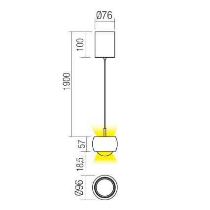 Redo 01-3551 - LED Csillár zsinóron AVES LED/12W/230V átm. 9,6 cm CRI 90 antracit