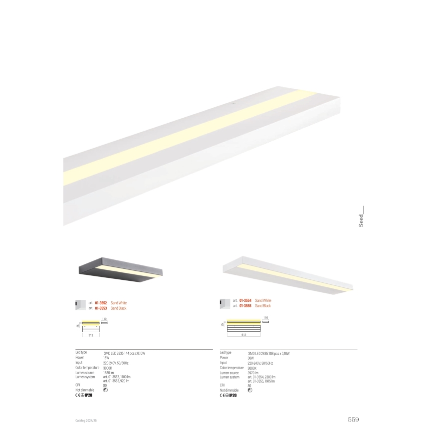 Redo 01-3555 - LED Fali lámpa SEED LED/30W/230V fekete