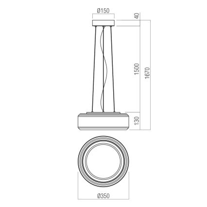 Redo 01-3591 - LED Csillár zsinóron SOLERA LED/24W/230V átm. 35 cm CRI 93 3000/4000K szürke