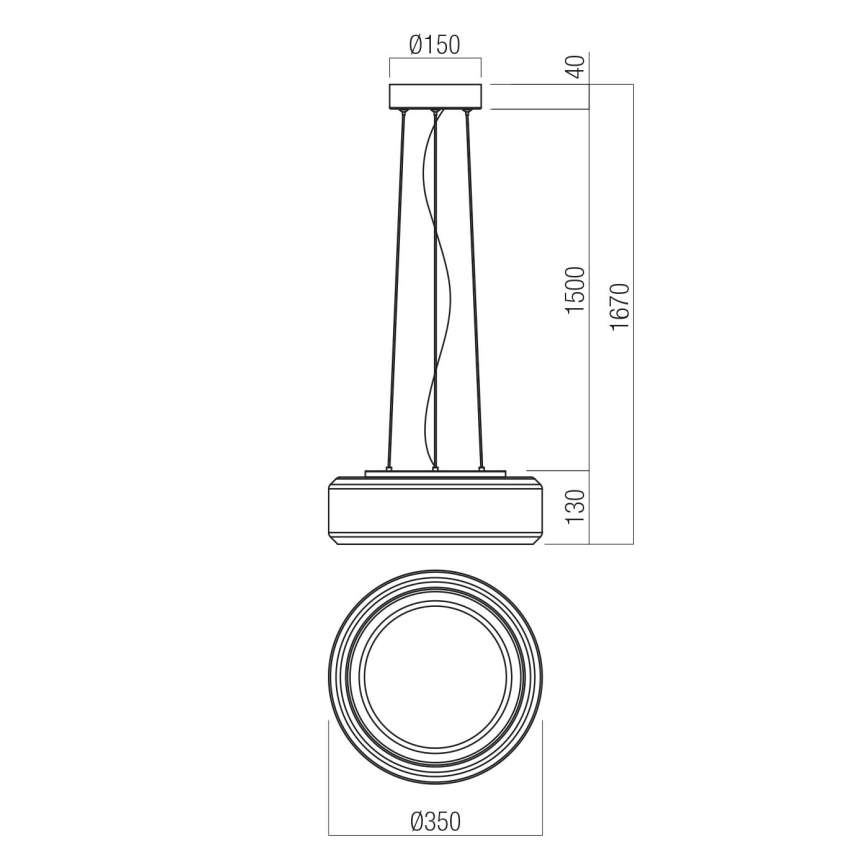 Redo 01-3591 - LED Csillár zsinóron SOLERA LED/24W/230V átm. 35 cm CRI 93 3000/4000K szürke