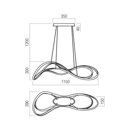 Redo 01-3598 - LED fényerőszabályozható kábeles csillár TEMPEST LED/58W/230V aranyszínű