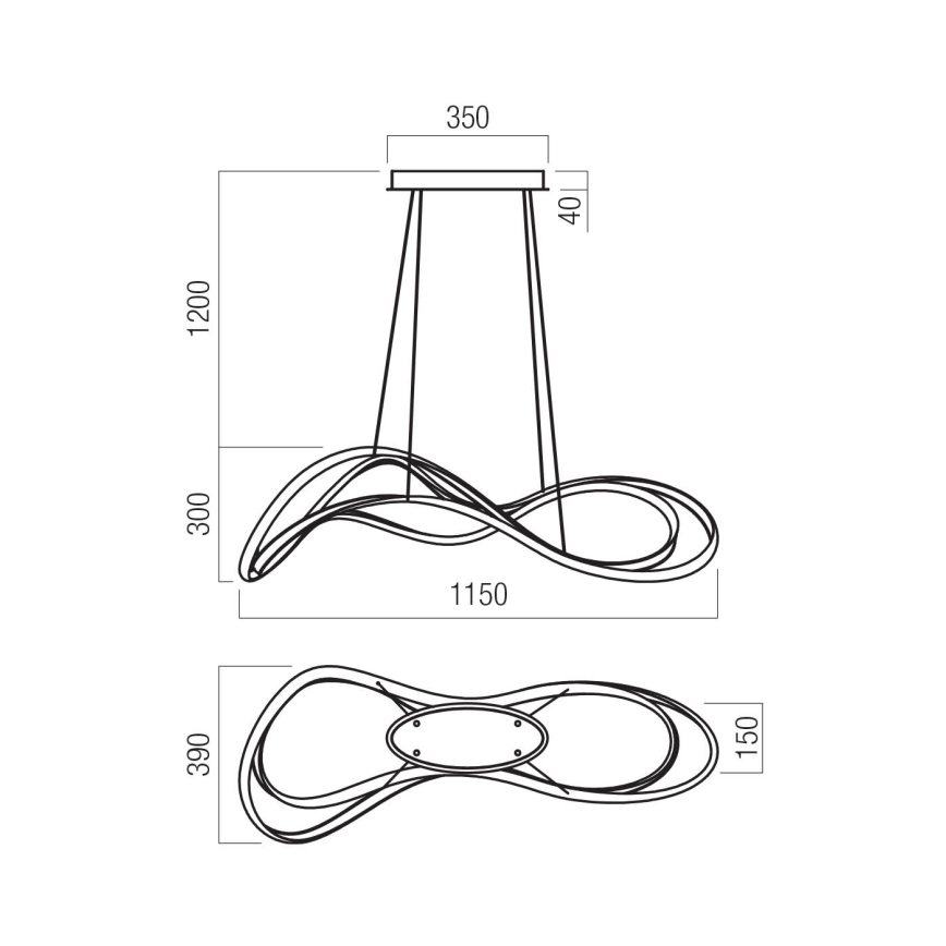 Redo 01-3599 - Dimmelhető LED kábeles csillár TEMPEST LED/58W/230V fekete