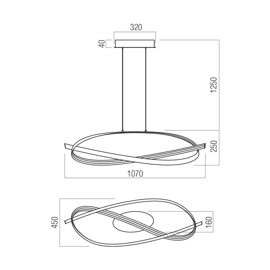 Redo 01-3616 - LED dimmelhető függeszték kábelen IMPULS LED/38W/230V, aranyszínű