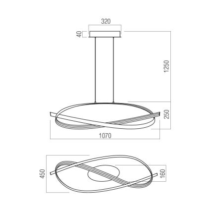 Redo 01-3617 - LED dimmelhető kábelre szerelt függeszték IMPULS LED/38W/230V fekete