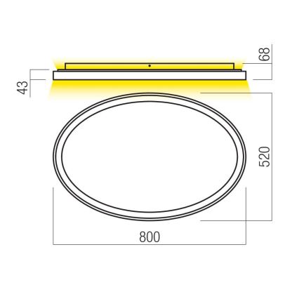 Redo 01-3810 - NOBU dimmelhető LED mennyezeti lámpa, 80 W, 230 V, 3000/4000 K, CRI 90, aranyszínű