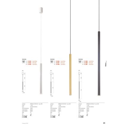 Redo 01-3856 - NIKOS LED csillár zsinóron LED/8W/230V 3000K CRI 90 átm. 6 cm fehér