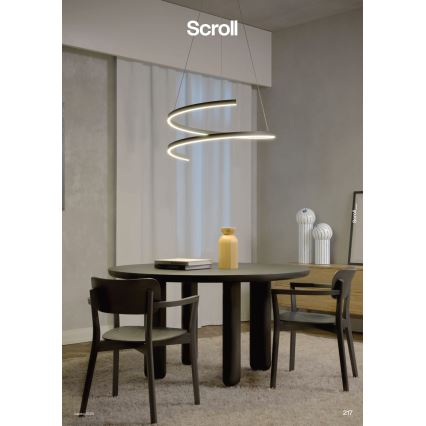 Redo 01-4015 - LED fényerőszabályozható kábelre függesztett csillár SCROLL LED/38W/230V 3000K/4000K/6000K CRI 90 átm. 60 cm fekete
