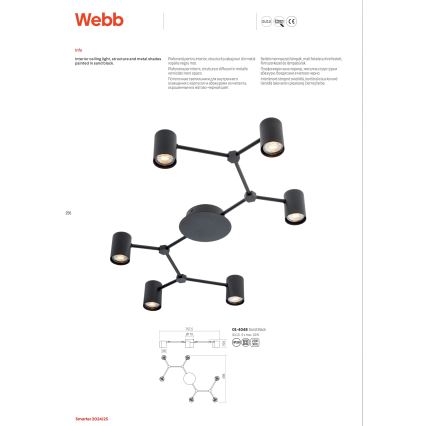 Redo 01-4048 - Spotlámpa WEBB 6xGU10/10W/230V fekete