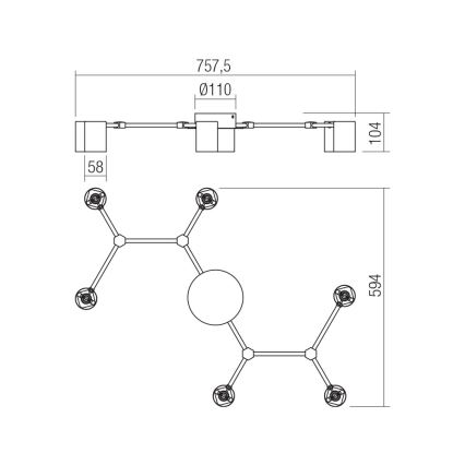 Redo 01-4048 - Spotlámpa WEBB 6xGU10/10W/230V fekete