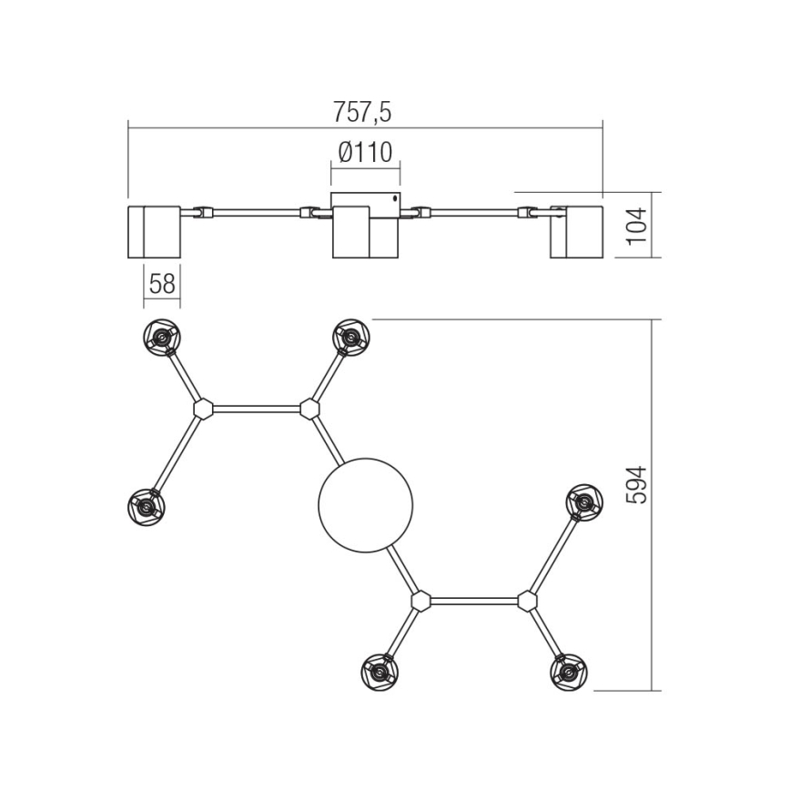 Redo 01-4048 - Spotlámpa WEBB 6xGU10/10W/230V fekete