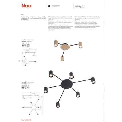 Redo 01-4052 - Spotlámpa NOA 6xGU10/10W/230V fekete
