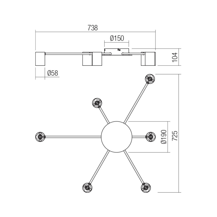 Redo 01-4052 - Spotlámpa NOA 6xGU10/10W/230V fekete