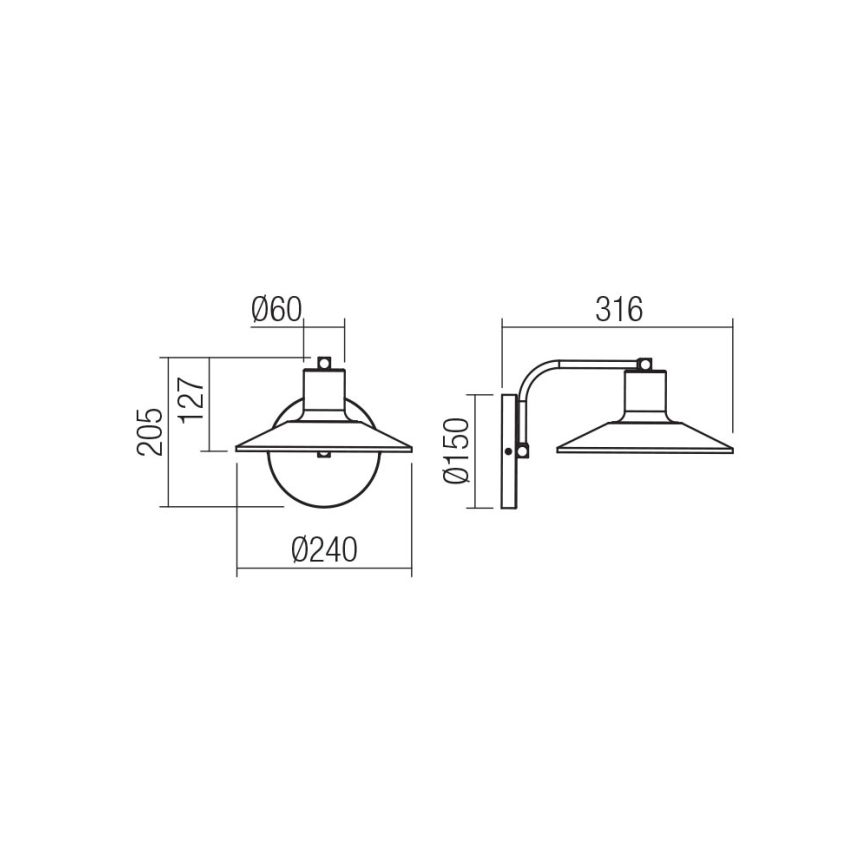 Redo 01-4053 - Fali lámpa FRESNO 1xE27/42W/230V