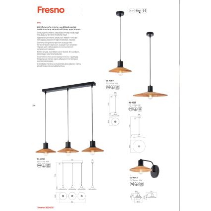 Redo 01-4054 - Csillár zsinóron FRESNO 1xE27/42W/230V átm. 24 cm