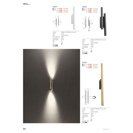 Redo 01-4058 - LED fényerőszabályozható fali lámpatest NIKOS LED/10W/230V CRI 90 arany