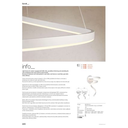 Redo 01-4282 - SCROLL dimmelhető LED állólámpa LED/30W/230V 3000K/4000K/6000K CRI 90 arany