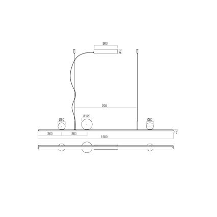 Redo 01-4301 - LED fényerőszabályozható kábeles csillár DUNE LED/48W/230V 3000K CRI 90 fehér/arany