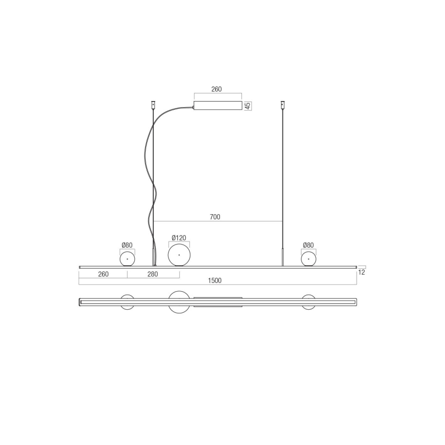 Redo 01-4302 - LED Fényerőszabályozható csillár függesztőkábeleken DUNE LED/48W/230V 3000K CRI 90 fekete/füstszínű