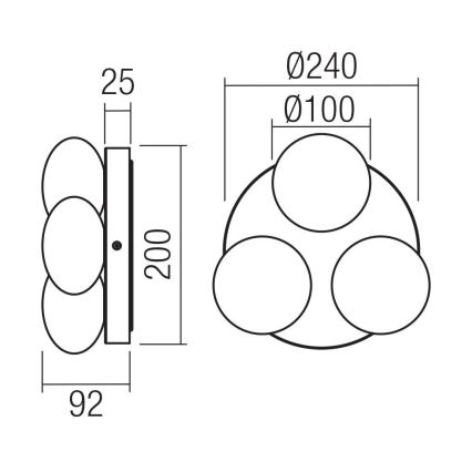 Redo 01-4308 - OVUM LED fürdőszobai mennyezeti lámpatest 3xLED/5W/230V 3000/4000K CRI 90 átm. 24 cm IP44 fehér/fekete