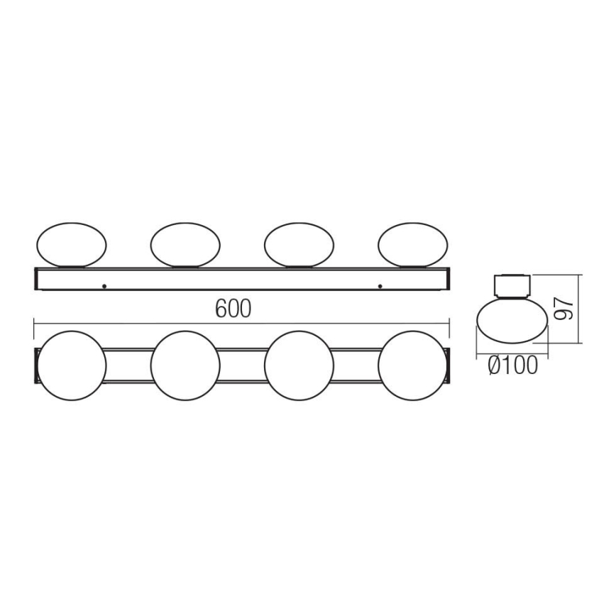 Redo 01-4309 - OVUM LED fürdőszobai mennyezeti lámpa 4xLED/5W/230V 3000/4000K CRI 90 IP44 fehér/fényes króm