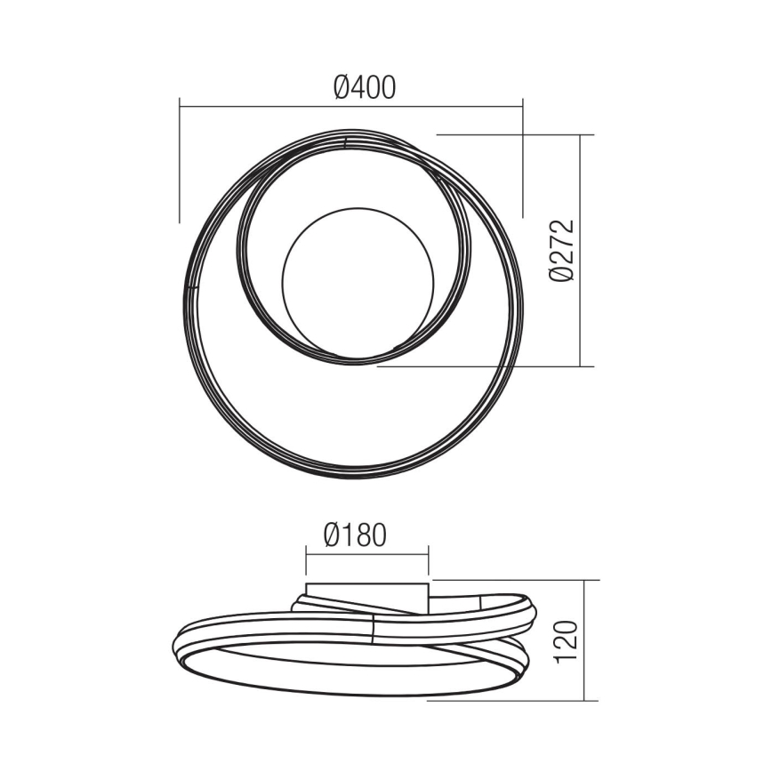Redo 01-4355 - TORSION LED dimmelhető fali lámpa, 30W/230V, 2700/3000/4000K, CRI 90, arany