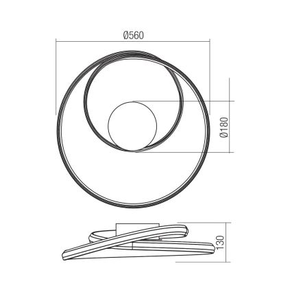 Redo 01-4359 - LED dimmelhető mennyezeti lámpatest TORSION LED/40W/230V 2700/3000/4000K CRI 90 átm. 56 cm fekete