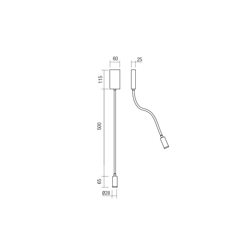 Redo 01-4475 - WALLIE hajlítható LED lámpa, 3W, 230V, USB, CRI 90, bronz színű