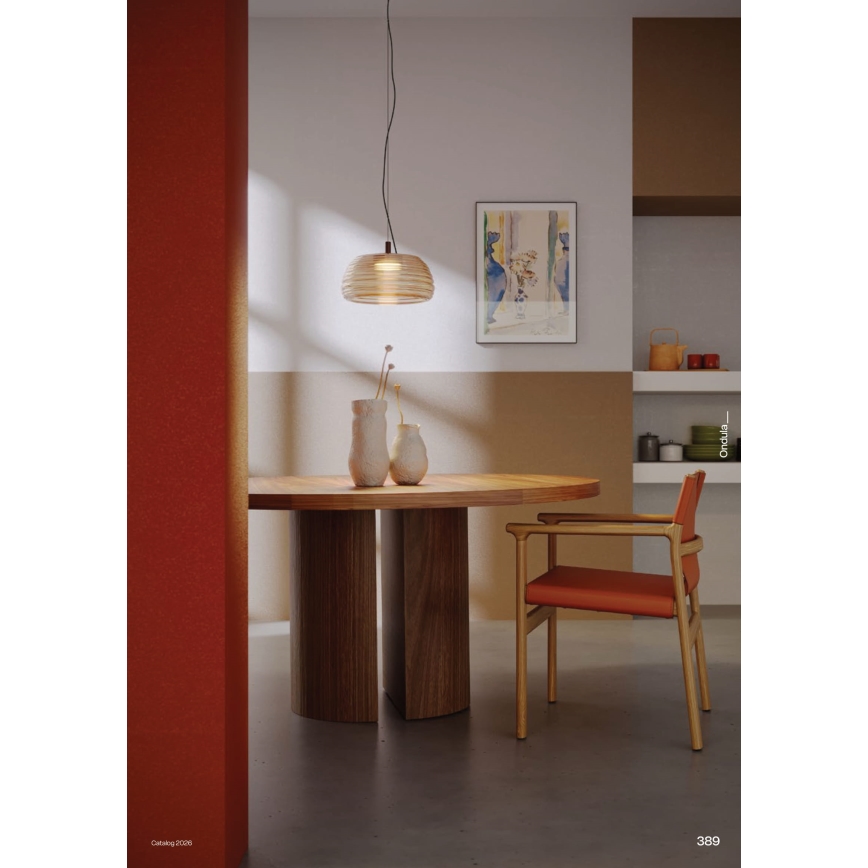 Redo 01-4540 - LED fényerőszabályozható csillár kábelen ONDULA LED/12W/230V 2700K/3000K CRI 90 átm. 32 cm bézs/füstszínű