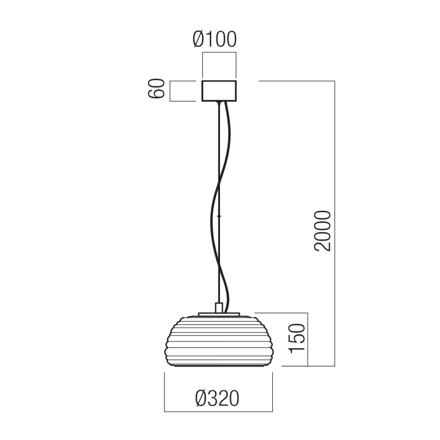 Redo 01-4541 - Fényerőszabályozható zsinóros függőlámpa ONDULA LED/12W/230V 2700K/3000K CRI 90 átm. 32 cm fekete/füstszínű
