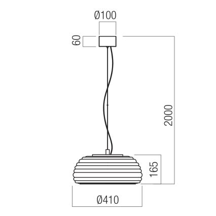 Redo 01-4543 - LED Dimmelhető kábeles függeszték ONDULA LED/16W/230V 2700K/3000K CRI 90 átmérő 41 cm fekete/füstszínű