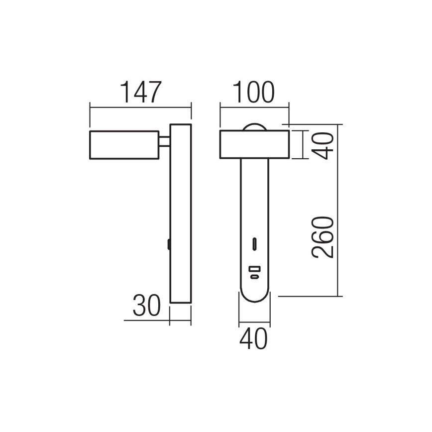 Redo 01-4643 - LED fali lámpa SADES LED/6W/230V CRI 90 USB fekete