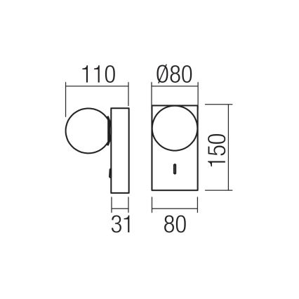 Redo 01-4657 - LED fali lámpa NORMA LED/5W/230V CRI 90 USB fehér/arany