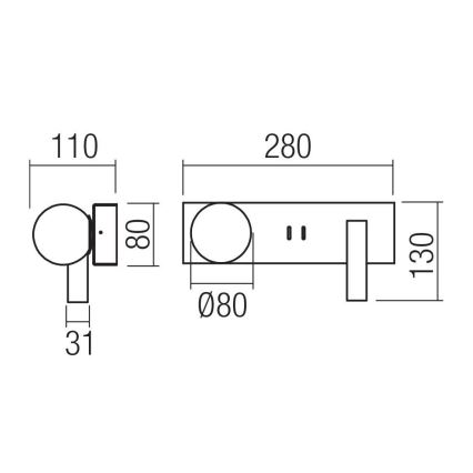 Redo 01-4662 - NORMA LED fali lámpa LED/5W/230V + LED/3W CRI 90 USB fehér/bronz