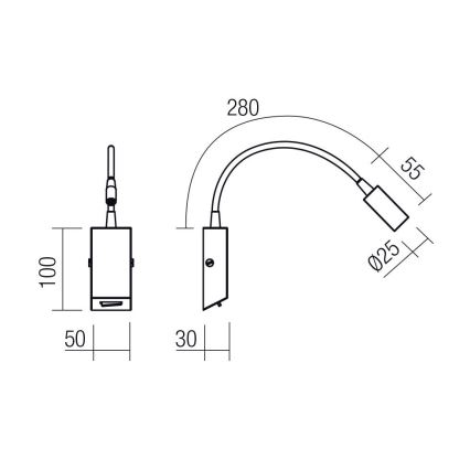 Redo 01-4802 - LED flexibilis lámpa HELLO LED/3W/230V bronzszínű