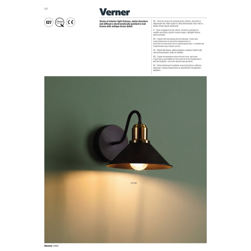 Redo 02-934 - Fali lámpa VERNER 1xE27/42W/230V