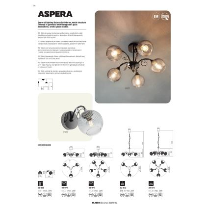Redo 02-972 - Láncos csillár ASPERA 3xE14/28W/230V átm. 52 cm fekete